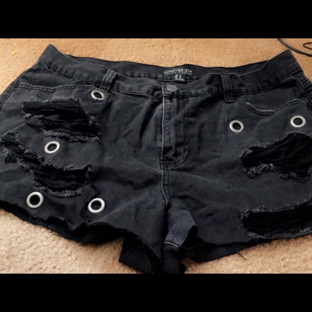 Black Distressed Pum Pum shorts